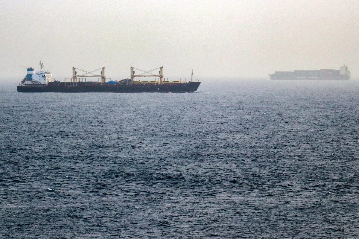 Vessels transiting the Bab al-Mandab Strait off the coast of Yemen. The passageway has become an alternative route for Saudi Arabia to ship oil.