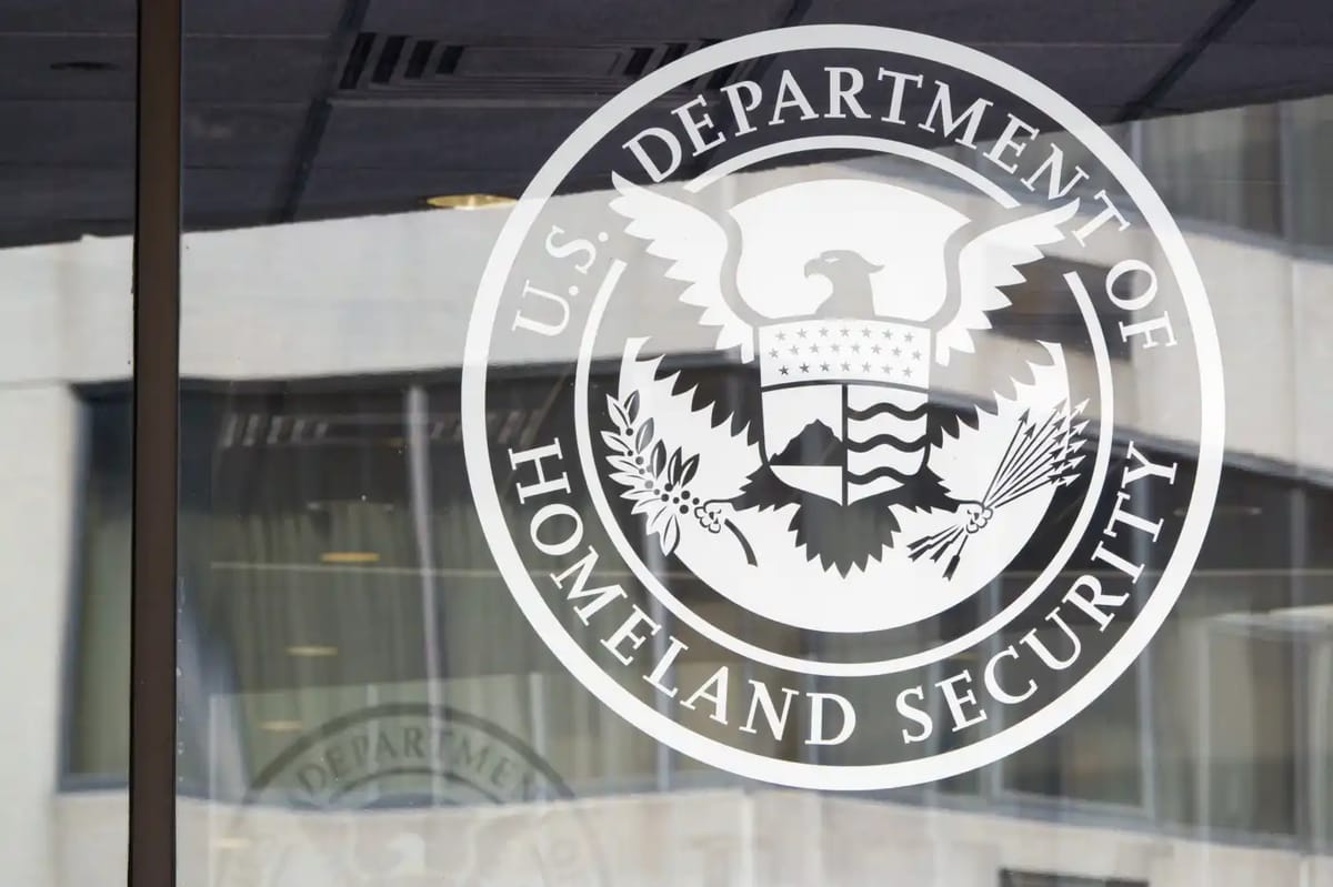 U.S. Department of Homeland Security logo is displayed on May 30 in Washington.