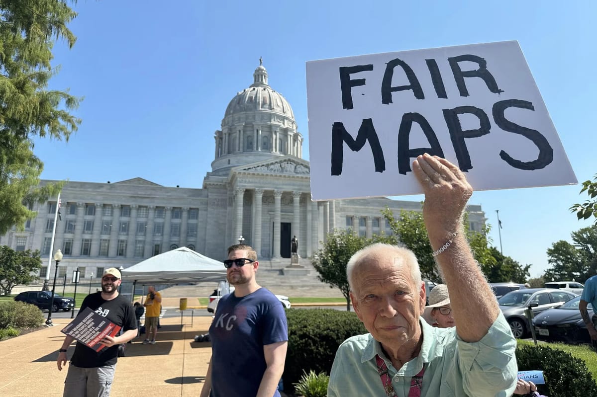 Demonstrators at the Missouri State Capitol in Jefferson City earlier this month protested a map redrawn to benefit Republicans