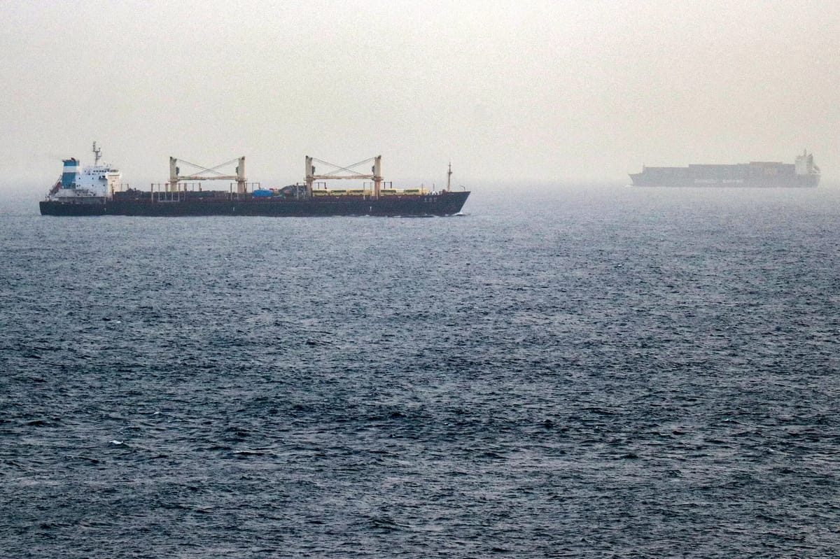 Vessels transiting the Bab al-Mandab Strait off the coast of Yemen. The passageway has become an alternative route for Saudi Arabia to ship oil.