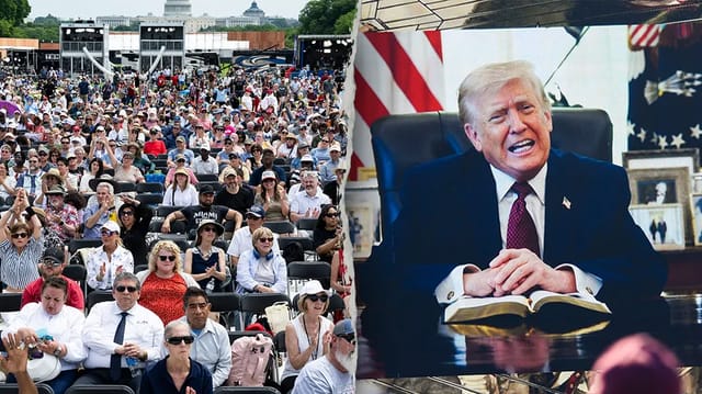 Thousands Pack National Mall for Prayer Rally as Trump Reads Scripture