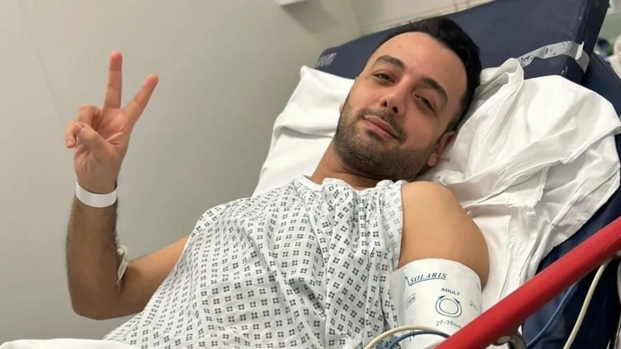 Mr Zeraati posted a photo on social media from his hospital bed.
