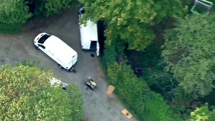 Aerial footage of suspected bomb disposal at RAF Fairford