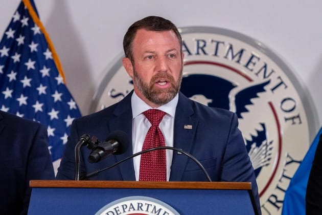 Homeland Security Secretary Markwayne Mullin speaks at a news conference in New York on Sept. 1, 2026.